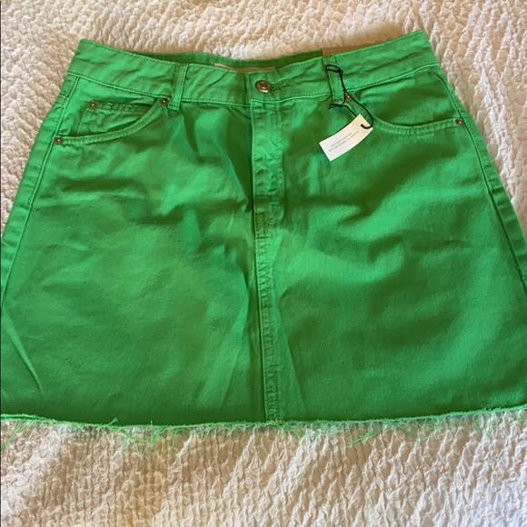 Green Jean Mini Skirt - Picture 1 of 3